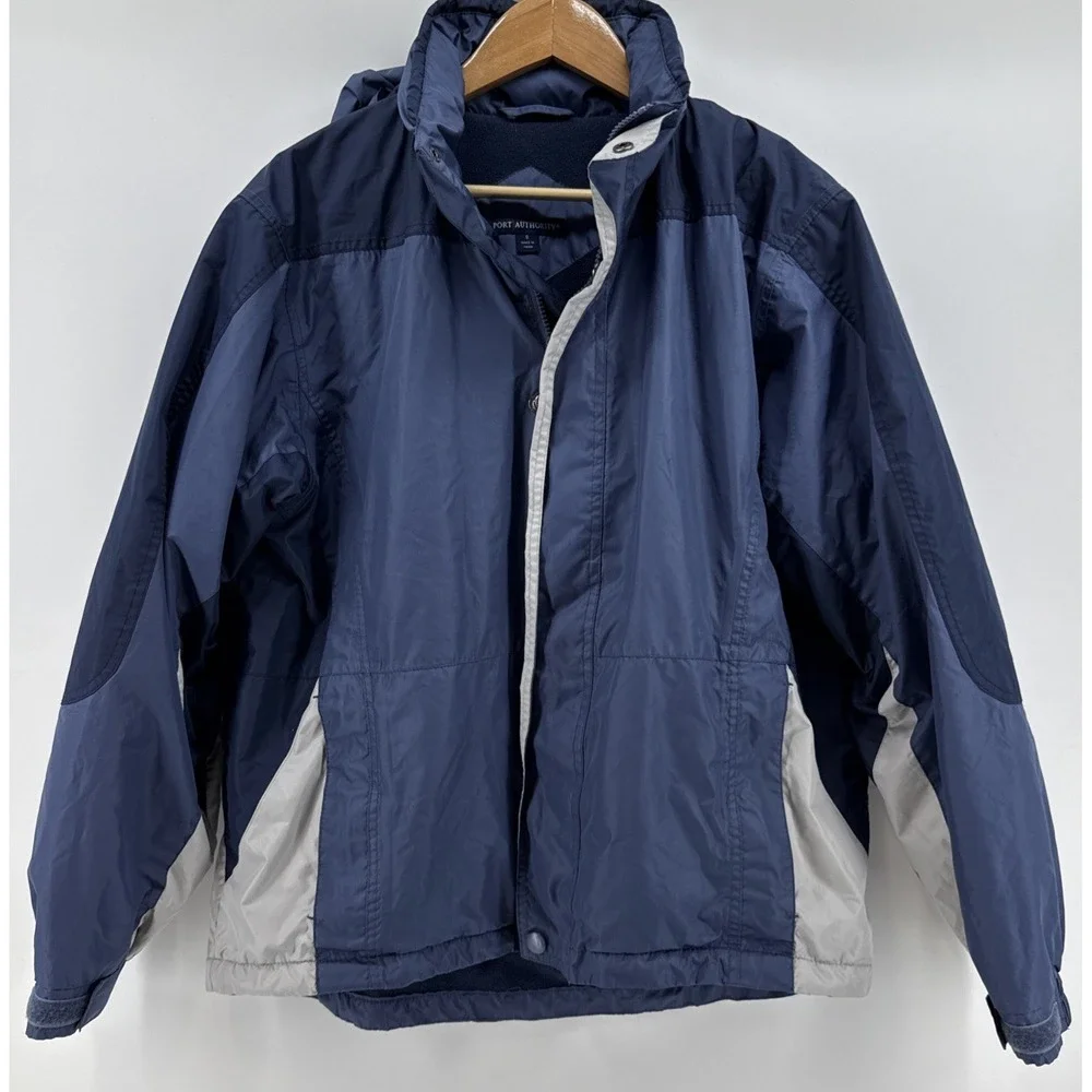 Port Authority Anacortes Mens Small Jacket Windbreaker Waterproof Hooded‎ Blue